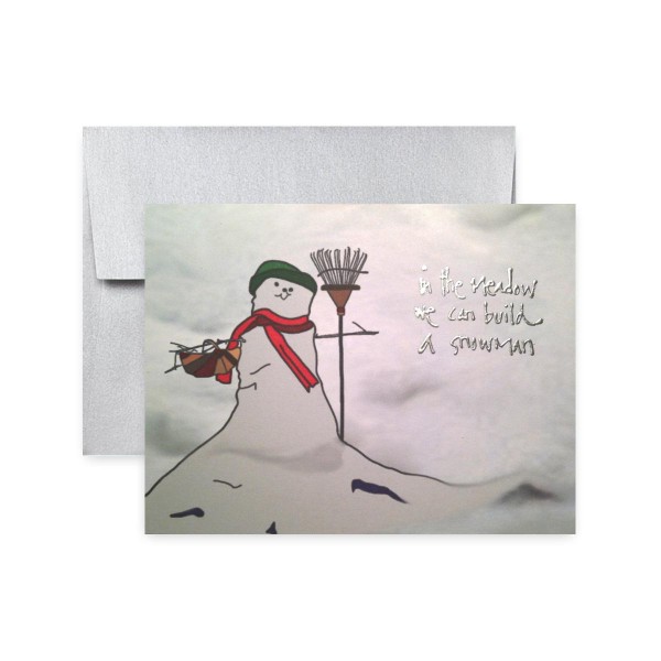 Snowman with Embossed Silver Metallic Holiday Greeting